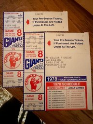 New York Giants Season Ticket Unused 1978