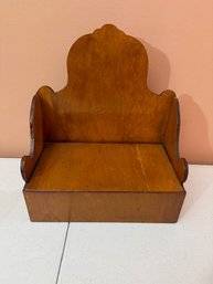 Vintage Walnut Wall Tea Holder/ Trinkets, Keys Etc