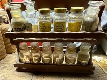 Mid Century Spice Rack With Bottles