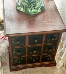 Epic End Table Solid Wood Hand Painted With Nine Drawers  Approx 18' X 24 Deep