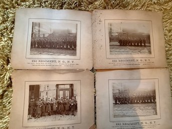 22nd Regiment National Guard, NY 1895 Four Photos During Brooklyn Trolley Strike