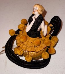 German Flapper Style Half Doll With Crocheted Top, Porcelain Face And Body Parts 1920's Art Deco