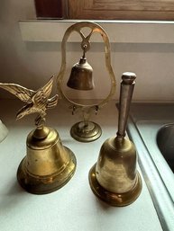 Group Of Three Brass Bells, All Missing Chime