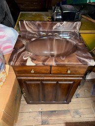 UNUSED 1980's Single Sink With Marbleized Sink