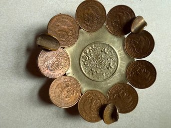 Mid Century Mexican Coin Ashtray 1960 Early 70's