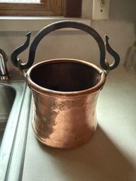 Exquisite Copper WROUGHT IRON HANDLED Handled Pot/vase