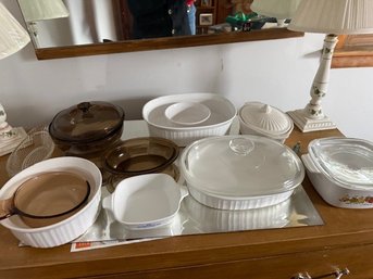 Group Of Pyrex Dishes, Corning, Etc