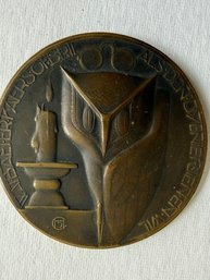 Bronze Medal 1929 Ophthalmological Congress By Dutch Sculptor And Medalist  Chris Van Der Hoef 1875-1933