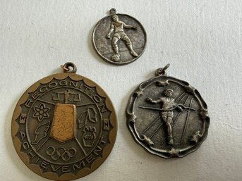 Vintage Group Of Three Medals Track, Soccer, Achievement