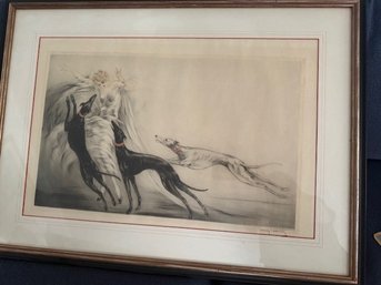 Louis Icart Etching Hand Colored 1929 Signed Coursing II