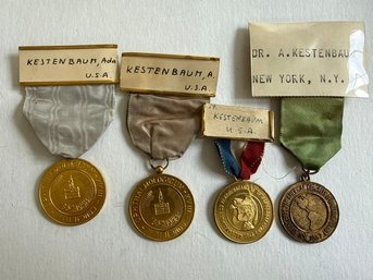 A Group Of Four European Ophthalmic Badges With Medallions And Ribbons In Tact
