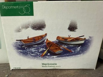 Dept 56 Village Accessories Wooden Rowboats Set Of 3