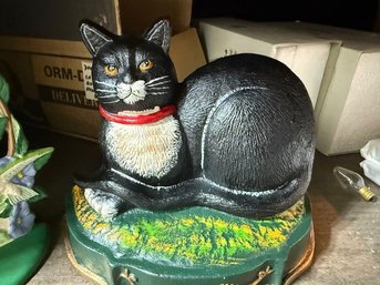 Black And White Cat Door Stop, Cast Iron Approx 10' AA