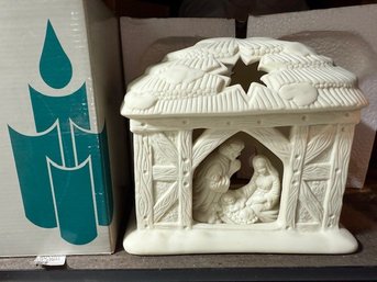 Partylite Porcelain O Holy Night Nativity Scene Candle Holder