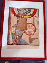 Richard Lindner S/N 24 Hours Self Service From Fun City 1971 Framed