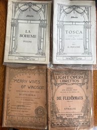 A Group Of Four Opera Playbills Wagner, Merry Wives, Tosca And Die Fledermaus