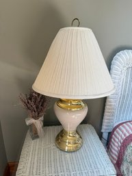 White Ceramic And Brass Table Lamp