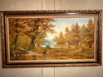 1970' S Landscape Painting, Signed Lower Right Approx 30 X 50'