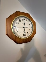 Elgin Quartz Battery Operated Octagonal Wood Wall Clock