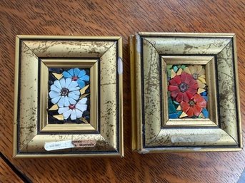 A Pair Of Floral Micro Mosaics Approx 2 X 3'