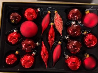 Collection Of Red Christmas Ornaments