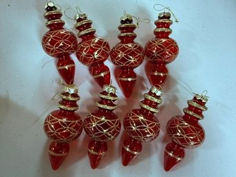 Red Glass Christmas Tree Docorations 8 Ornaments