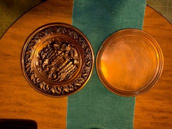 Two Larger Round Copper Platters Approx 12'