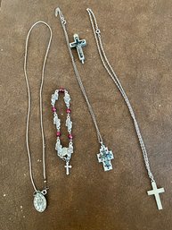 Group Of Religious Jewelry Crosses, Etc