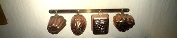 Four Vintage Mini Copper Jelly Molds Fruits Etc