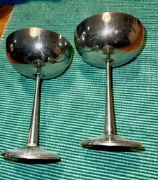 Set Of Two Champagne Goblets Silver Tone, Gold Wash  By Raimond Spain