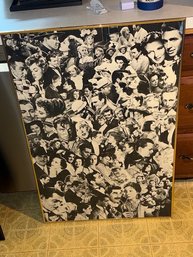 Large Black And White Photo Montage Of Movie Stars 24 X 36 1950's 60's
