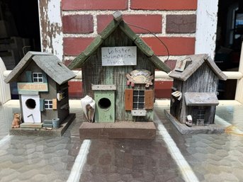 Group Of Three Bird Houses, Bait Shop Lobster, Shrimp Etc