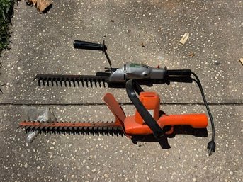 Two Black And Decker Hedge Trimmers One Cordless