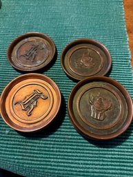 Two Sets Of Copper Coasters  'K' And Dogs  By Hyde Park And ME Mason Co Boston