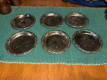 Set Of Six Coasters Silver Plate
