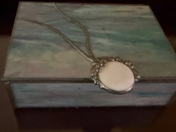 Blue And White Stained Glass Box Approx 7 X 7'