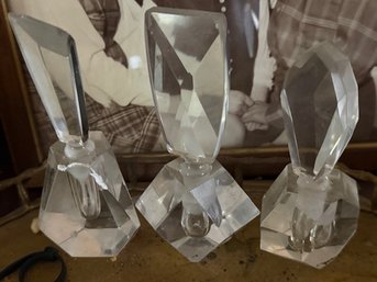 Three Crystal Perfume Bottles Approx 6-7' Tall