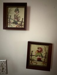 A Pair Of Needlework Hummel Figures Approx 5 X 7'