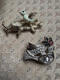Gerry's Bird In Nest Brooch And Dove Of Piece