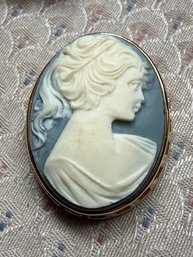 Blue Jasper Cameo Look Brooch