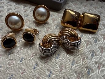 Group Of 4 Pair Of Clip On Earrings Including Napier, Swarovski,
