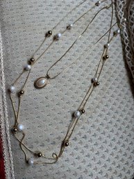 Anne Klein, 3 Gold Tone With Faux Pearls Necklaces, Great Layering Up To 20'