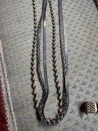 .925 Three Sterling Necklaces Approx 18-20' Herringbone And Rope