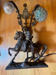 Vintage Spelter Buffalo Bill Table Lamp