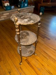 3 Tier Ornate Brass Plant Stand Shelf