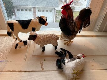 Cows, Roosters, Sheep Figurines