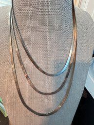 A Group Of 3 925 Herringbone Necklaces 18' - 28'