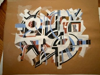 Abstract Original Gouache On Paper Tom John Approx 14 X 18