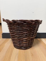 Vintage Woven Willow Branch Basket Deep Brown Finish