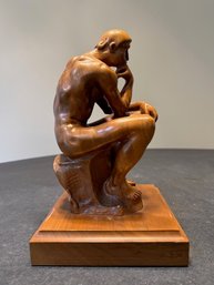 'wisdom' The Thinker, Carved Wooden Statue Approx 9' Tall